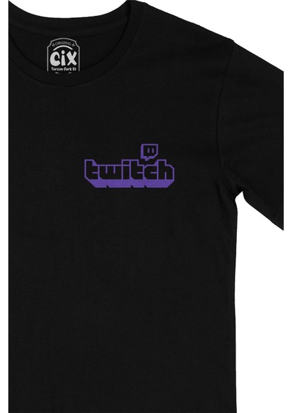 Twitch Cep Logo Tasarımlı Siyah Tişört fiyatları