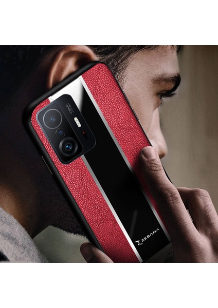 Xiaomi Mi 11T Pro Kılıf Zebana Premium Deri Kılıf Kırmızı modelleri