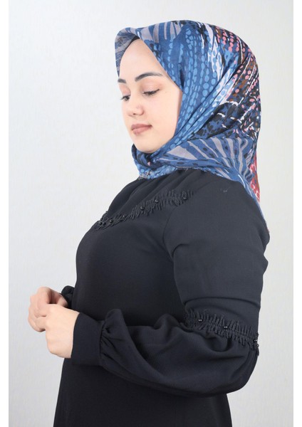 Desenli Keten Flamlı Eşarp - DESEN-640 - Renk-01
