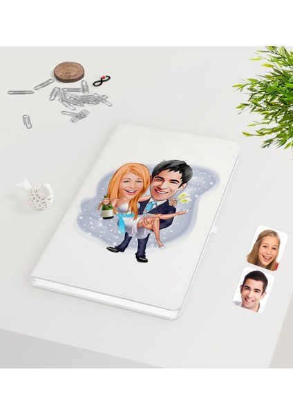 Kişiye Özel Sevgililer Günü Temalı Evleniyoruz Karikatürlü Beyaz Defter-4