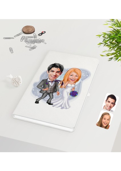 Kişiye Özel Sevgililer Günü Temalı Evleniyoruz Karikatürlü Beyaz Defter-6