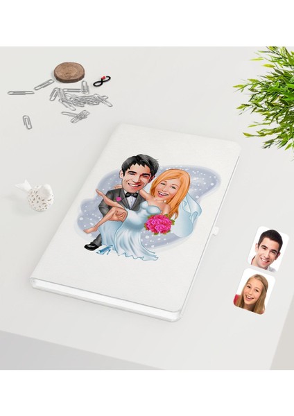Kişiye Özel Sevgililer Günü Temalı Evleniyoruz Karikatürlü Beyaz Defter-9