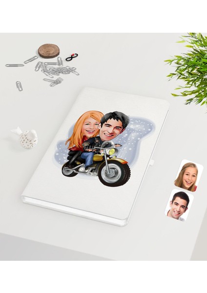 Kişiye Özel Sevgililer Karikatürlü Beyaz Defter-17