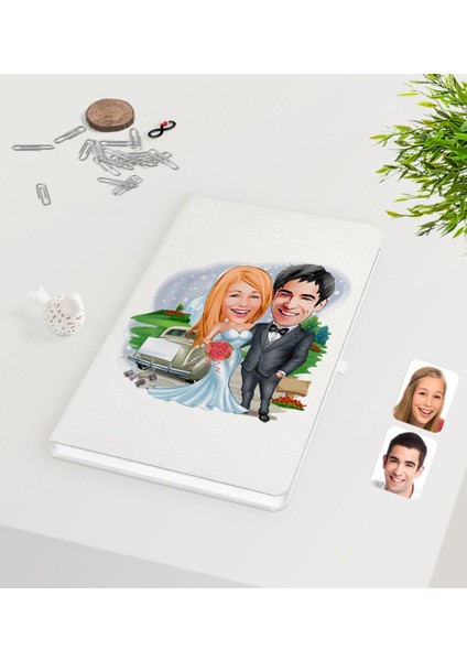 Kişiye Özel Sevgililer Günü Temalı Evleniyoruz Karikatürlü Beyaz Defter-1