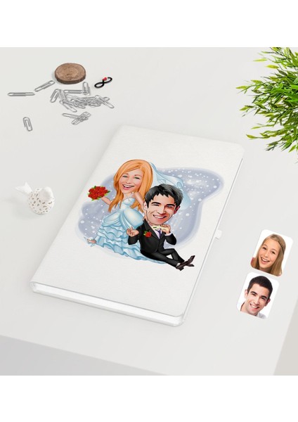Kişiye Özel Sevgililer Günü Temalı Evleniyoruz Karikatürlü Beyaz Defter-2