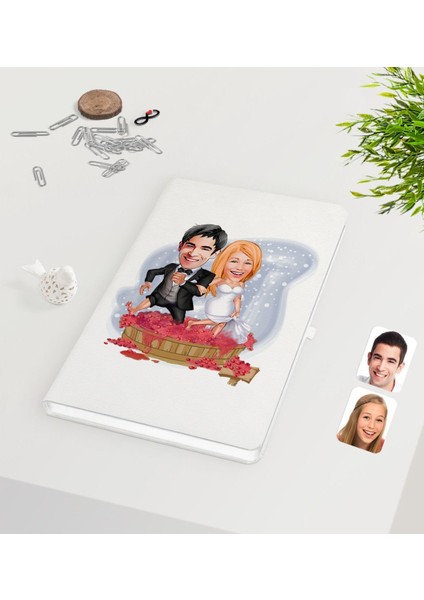 Kişiye Özel Sevgililer Günü Temalı Evleniyoruz Karikatürlü Beyaz Defter-10