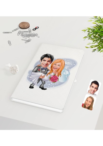 Kişiye Özel Sevgililer Günü Temalı Evleniyoruz Karikatürlü Beyaz Defter-7