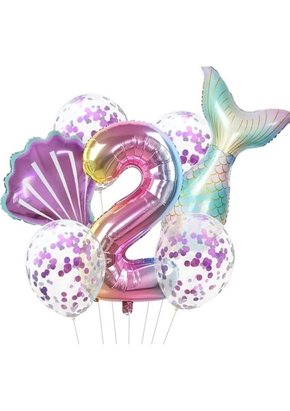 Deniz Kızı Folyo Set Konsept Doğum Günü Set 2 Yaş