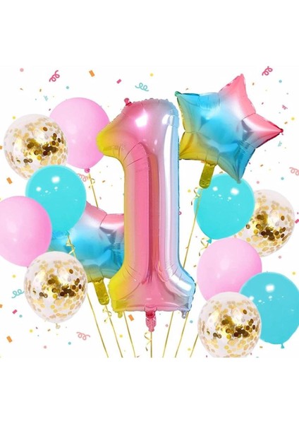 Gökkuşağı Rengarenk Yıldız Balon Set 1 Yaş