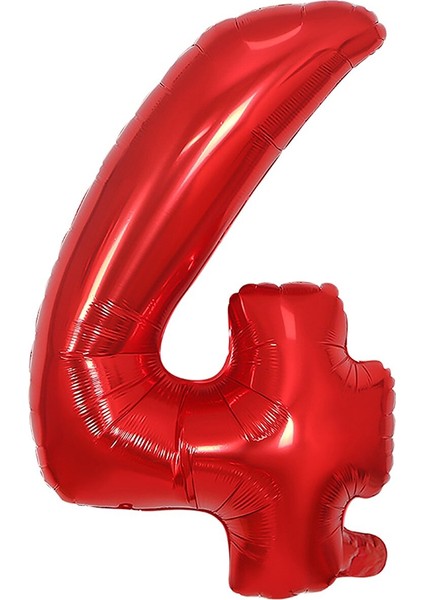 Folyo Balon Kırmızı 4 Rakamı 40 Inç 100 cm
