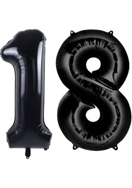 Folyo Balon Siyah 18 Rakamı 34 Inç 80 cm