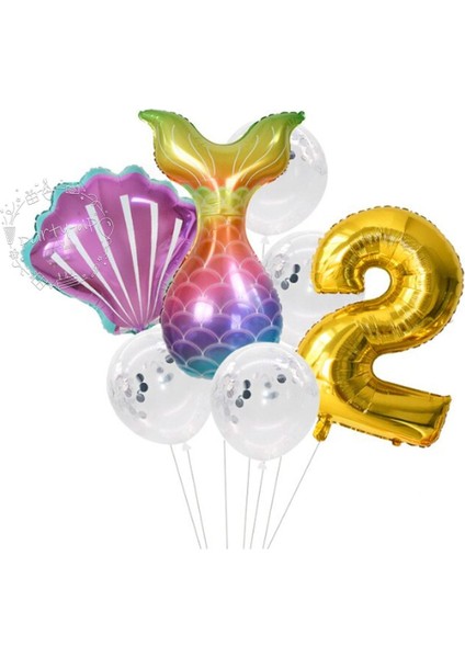 Deniz Kızı Folyo Balon 7'li Set 2 Yaş