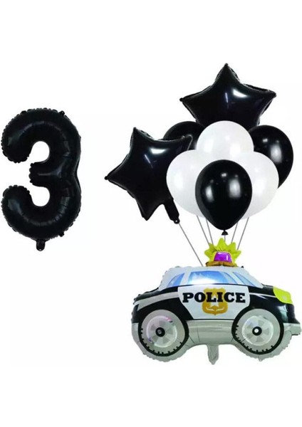Police ( Polis Arabası ) Folyo Balon Seti Yaş 3