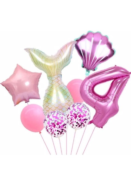 Deniz Konsept Rakam Konsept Yaş Balon Doğum Günü Set 4 Yaş