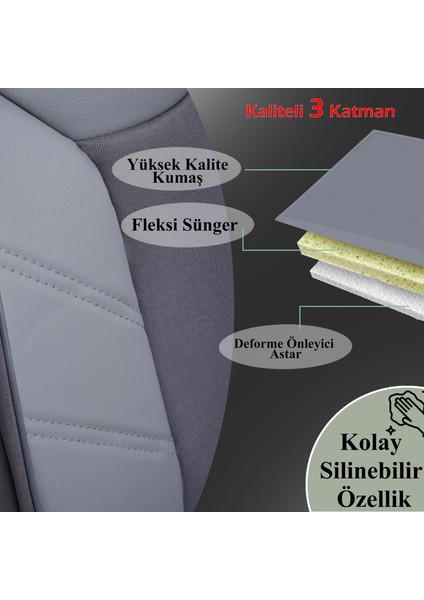 Fiat Linea Deri Detaylı Özel Tasarım Oto Koltuk Kılıfı Seti Mevo G