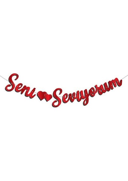 Seni Seviyorum Kaligrafi Banner Kırmızı