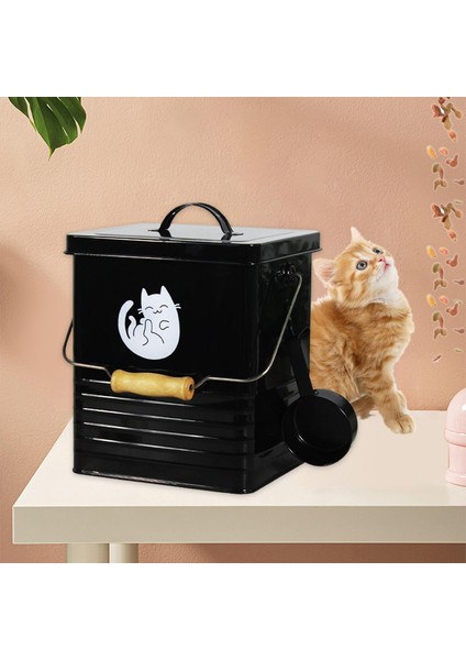 Kedi Köpek Maması Için Çok Fonksiyonlu Kapaklı Depolama Kovası Siyah (Yurt Dışından) fırsatları