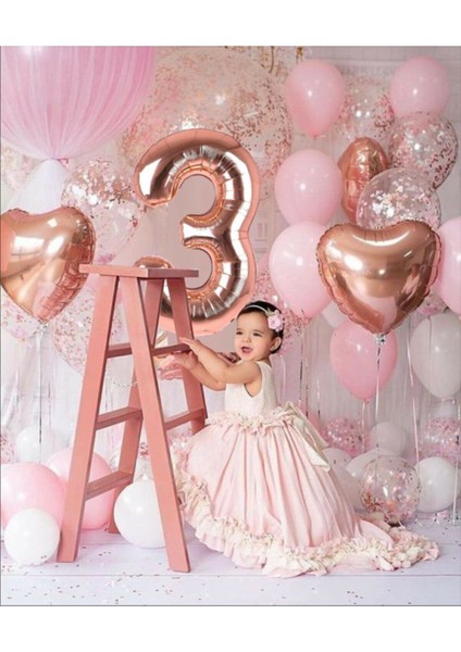 Rosegold Doğum Günü Balon Seti 3 Yaş