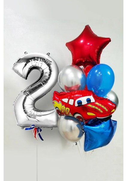 Kırmızı Araba Temalı Balon Seti Yaş 2