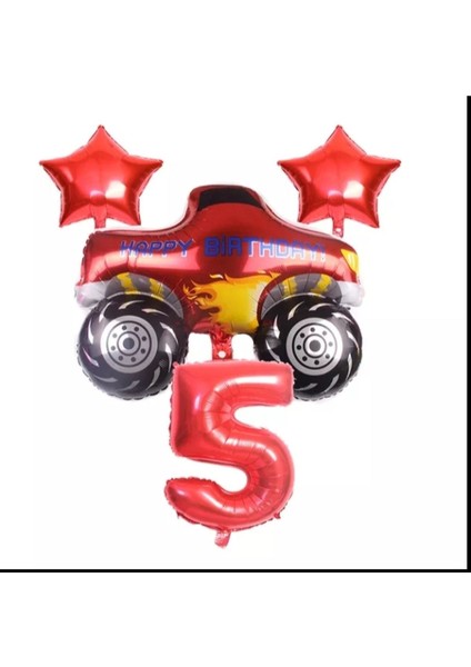 Kırmızı Jeep Araba Temalı Balon Seti Yaş 5