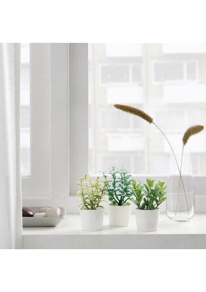 Saksılı Yapay Bitki, Yeşil, 5 Cm, Fejka