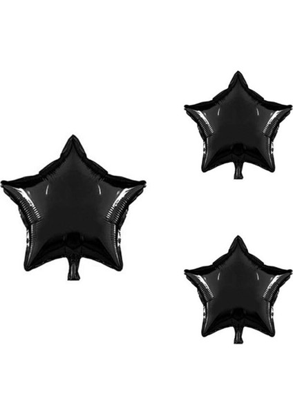 Siyah Yıldız Folyo Balon 45 cm 3 Adet