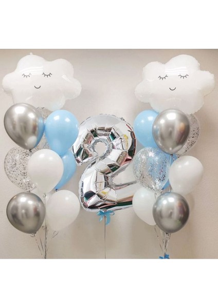 Gökyüzü Bulut Balon Doğum Günü Set Yaş 2