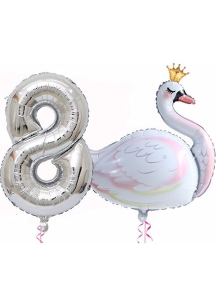 Kuğu Balon Folyo Set 8 Yaş