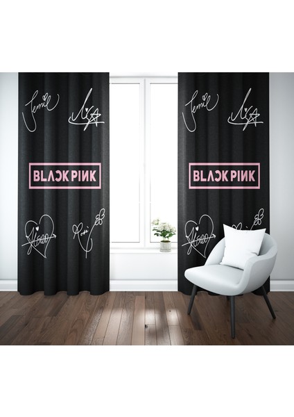 Erays Home Erayshome Black Pink Tasarımlı Fon Perde
