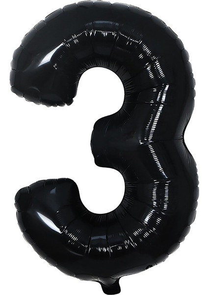 Folyo Balon Siyah 3 Rakamı 34 Inç 80 cm