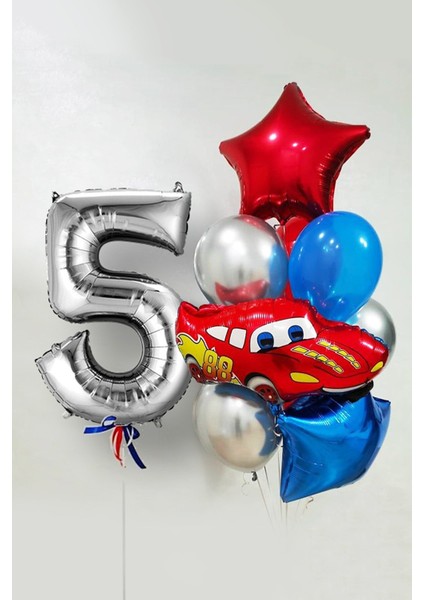 Kırmızı Araba Temalı Balon Seti Yaş 5