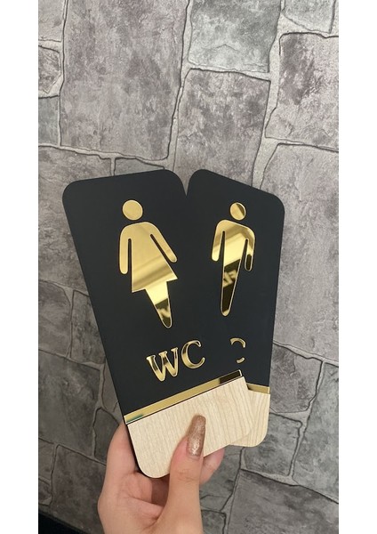 Meşe Serisi Siyah Mat Gold Kabartmalı Wc Set