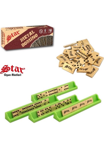 Star Domino Zamak Büyük Boy Domino Oyun Seti Metal Domino Taşı Seti Metal 1. Kalite Metal