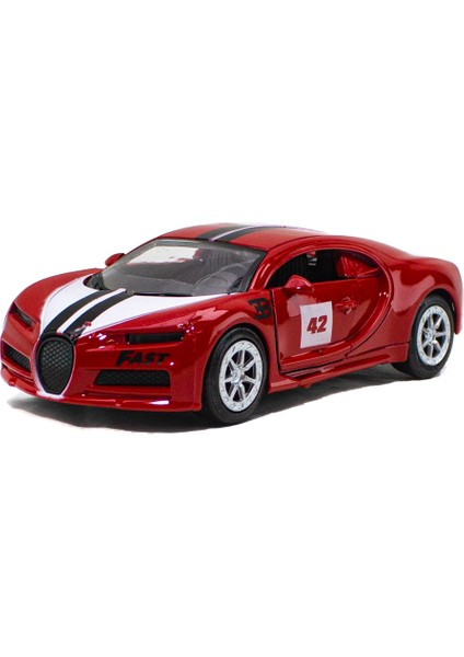 Oyuncak Araba Metal Bugatti Çek Bırak 12 cm Kırmızı