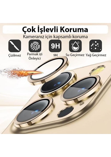 0.4mm Metal iPhone 14 Pro-14 Pro Max Kamera Lens Koruyucu,3 Adet Set Kamera Koruyucu Kırılmaz