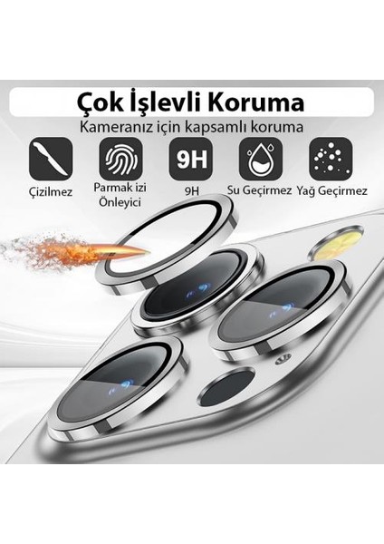 0.4mm Metal iPhone 14 Pro-14 Pro Max Kamera Lens Koruyucu,3 Adet Set Kamera Koruyucu Kırılmaz