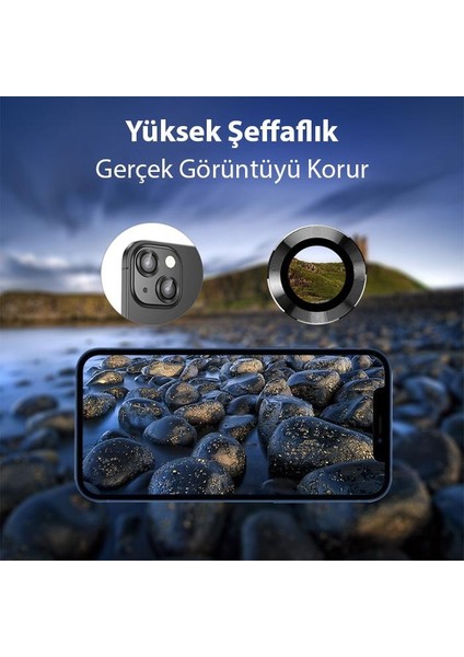 0.4mm Metal iPhone 14-14 Plus Kamera Lens Koruyucu, 9h 5 Katmanlı Çizilmez Kamera Koruyucu