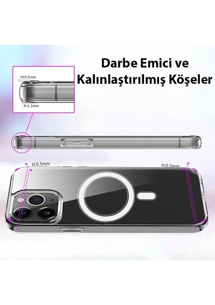 iPhone 14 Pro Max Sert Silikon Kılıf, Darbe Emici, Kamera Koruyucu Magsafe Uyumlu Kılıf