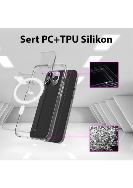 iPhone 14 6.1inç Sert Silikon Kılıf, Darbe Emici, Kamera Koruyucu Magsafe Uyumlu Kılıf indirimleri