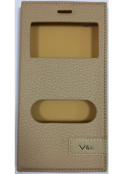 Casper Via V6X Gizli Mıknatıslı Pencereli Lüx Kılıf Gold