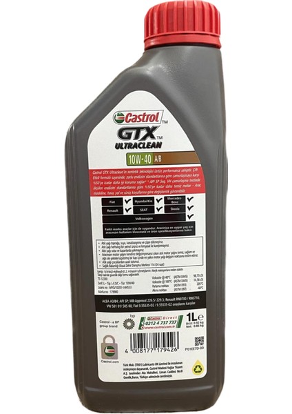 Gtx Ultraclean 10W-40 A3-B4 1 Litre Motor Yağı ( Üretim Yılı: 2023 ) fiyatları