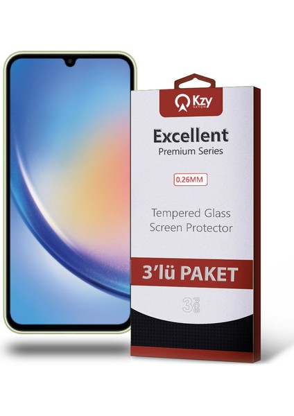 Samsung Galaxy A34 Temperli Ekran Koruyucu Kırılmaz Cam Ekonomik 3'lü Paket