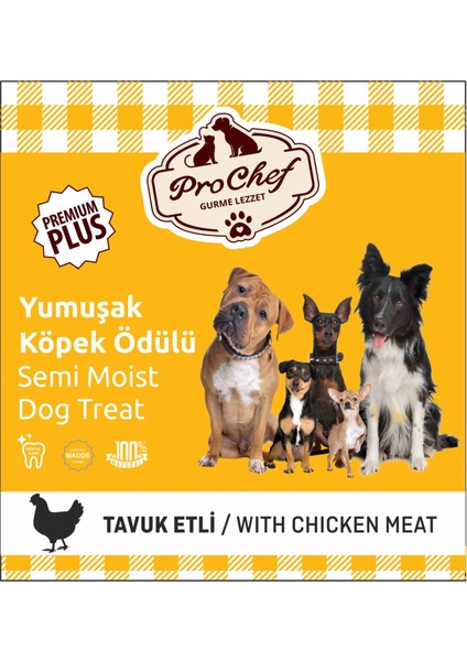 200 gr Tavuk Etli Premium Plus Köpeklerin Eğitimi Için Yarı Yumuşak Köpek Ödül Maması