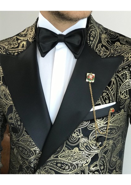Italyan Kesim Erkek Ceket Pantolon Damatlık Set Siyah T7478 fırsatları