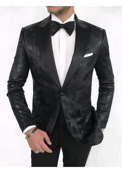 Italyan Kesim Erkek Ceket Pantolon Damatlık Set Siyah T7503 modelleri