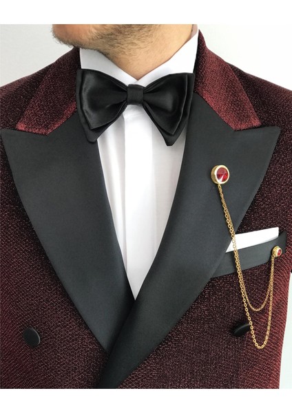 Italyan Kesim Erkek Ceket Pantolon Damatlık Set Bordo T7482 fırsatları