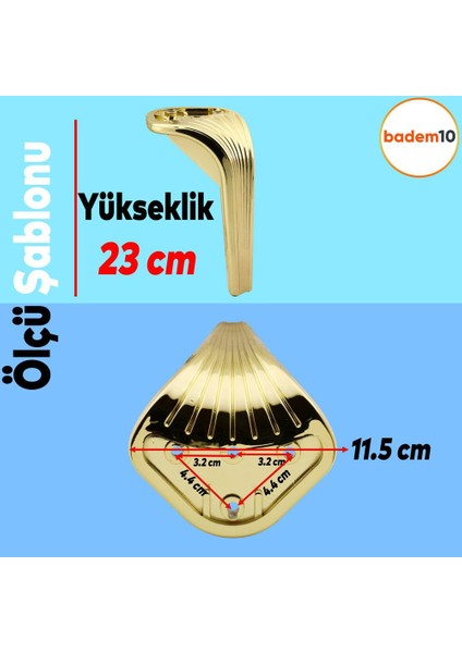 Lotus Lüks Mobilya Kanepe Sehpa Tv Ünitesi Koltuk Ayağı 23 Cm Gold Altın Baza Ayakları