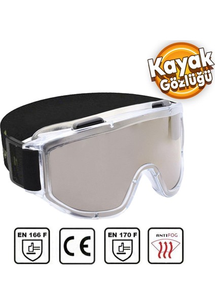 Kayak Gözlüğü Antifog Ventilli Güneş Kar Gümüş Snowboard Glasses Ekonomik Seri Gözlük