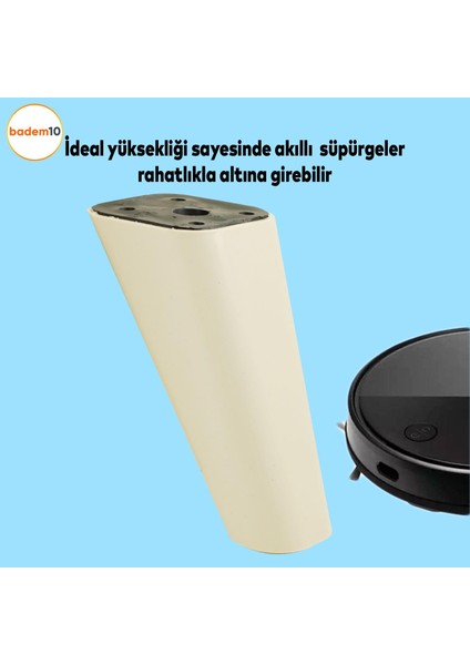 Linden Lüks Mobilya Kanepe Sehpa Tv Ünitesi Koltuk Ayağı 12 Cm Krem Oval Baza Ayakları