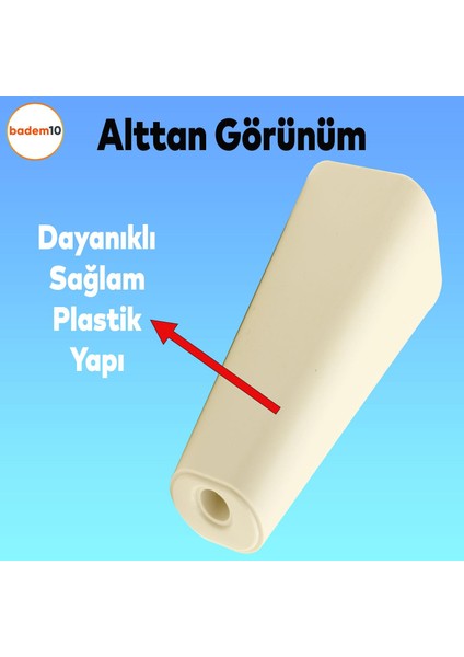 Linden Lüks Mobilya Kanepe Sehpa Tv Ünitesi Koltuk Ayağı 12 Cm Krem Oval Baza Ayakları